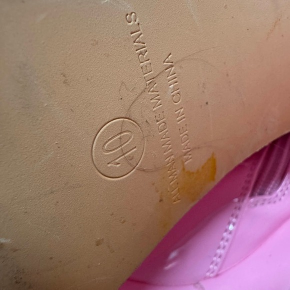 Pink Patent Leather Platform Boots Square Toe Block Heel Mid Calf Side Zip Shoes - Picture 7 of 10